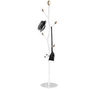 BAKAJI Attaccapanni Appendiabiti Design Albero a Piantana da Terra in Metallo con 8 Ganci Appendi Abiti e Base in Marmo Dimensione 38 x 38 x 175 cm (Bianco)