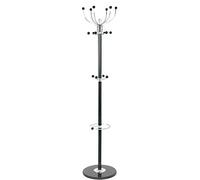 BAKAJI Attaccapanni Appendiabiti di Design a Piantana da Terra in Metallo con 16 Ganci Appendi Abiti Portaombrelli e Base in Marmo Dimensione 37 x 37 x 175 cm (Nero)