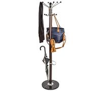 BAKAJI Attaccapanni Appendiabiti di Design a Piantana da Terra in Metallo con 16 Ganci Appendi Abiti Base in Marmo Dimensione 38 x 38 x 180 cm (Marrone)