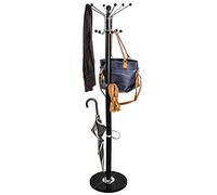 BAKAJI Attaccapanni Appendiabiti di Design a Piantana da Terra in Metallo con 16 Ganci Appendi Abiti Base in Marmo Dimensione 38 x 38 x 180 cm (Nero)