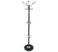 BAKAJI Attaccapanni Appendiabiti di Design a Piantana da Terra in Metallo con 16 Ganci Appendi Abiti Portaombrelli e Base in Marmo Dimensione 37 x 37 x 176 cm (Nero)
