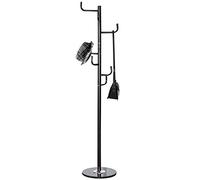 BAKAJI Attaccapanni Appendiabiti di Design a Piantana da Terra in Metallo con 6 Ganci Appendi Abiti e Base in Marmo Dimensione 38 x 38 x 176 cm (Nero)
