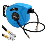 Bakaji Avvolgitubo Aria Compressa con Tubo 10 mt Attacco 1/4" Fissaggio a Parete Muro Sistema blocco automatico, Salvaspazio Accessorio Compressore Aria compressa Pressione Max 12 Bar