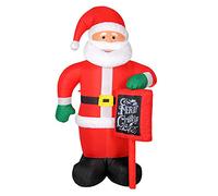 Bakaji Babbo Natale Gonfiabile Con cartello Autogonfiabile Grande Altezza 175 cm Con Illuminazione a LED e Kit Fissaggio Per Esterno Protezione IP44 Addobbo e Decorazione Natalizia