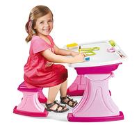 BAKAJI Banco Scuola per Bambini Scrivania Rosa con Sedia Dotato di Piano da Lavoro Ribaltabile e Vano Porta Oggetti Dimensione 38,5 x 46,5 x 43 cm
