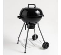 BAKAJI Barbecue a Carbone con Ruote Rotondo in Acciaio Inossidabile e Valvola di Ventilazione, BBQ Brace a Carbonella da Esterno, Resistente Intemperie con Coperchio, Ideale Balcone, Patio, Giardino