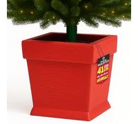 BAKAJI Base Albero di Natale Vaso in Resina con Effetto Legno Realistico e Venature, Supporto Natalizio con Rifiniture e Attacco Universale, Decorazione Addobbo Natalizi 40 x 40 x 41 cm (Rosso)