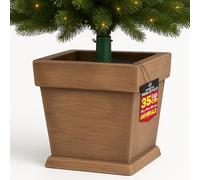 BAKAJI Base Albero di Natale Vaso in Resina con Effetto Legno Realistico e Venature, Supporto Natalizio con Rifiniture e Attacco Universale, Decorazione Addobbo Natalizi 30 x 30 x 35 cm (Marrone)