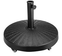 BAKAJI Base per Ombrellone da giardino con 4 Ruote e Freni, Resina Acciaio Forma Tonda, Supporto per Ombrelloni 38/48mm da Giardino Peso 25 kg, Ideale per Esterno, Spiaggia, Bar, Ristoranti, Patio