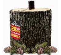 BAKAJI Base Supporto Albero di Natale in Resina, Tronco Realistico Natalizio, Riproduzione Fedele alla Realtà Solida Resistente, Attacco Universale 40mm Ganci per Adattamento Altezza (28 cm)