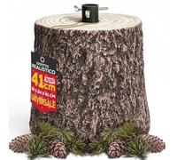 BAKAJI Base Supporto Albero di Natale in Resina, Tronco Realistico Natalizio, Riproduzione Fedele alla Realtà Solida Resistente, Attacco Universale 40mm Ganci per Adattamento Altezza (41 cm Scuro)