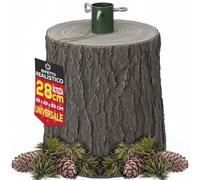 BAKAJI Base Supporto Albero di Natale in Resina, Tronco Realistico Natalizio, Riproduzione Fedele alla Realtà Solida Resistente, Attacco Universale 40mm Ganci per Adattamento Altezza (28 cm Grigio)