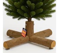 BAKAJI Base Supporto in Legno Realistico per Albero di Natale da 180 a 240 cm, Tronchi Realistici con Base Antiscivolo, Addobbo Decorazione Natalizia Fedele Riproduzione con Corteccia, 60 x 60 x 30 cm