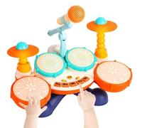 Batteria Giocattolo Luminoso e Microfono per Bambini Tamburo Musicale Idea Regal