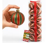 BAKAJI Box Palline di Natale per Albero, Sfere Natalizie Addobbo Rosso e Verde Doppio Colore, Decorazione Natalizia Multicolore in Plastica Dura, Palla Ornamento Alberello (24 Pezzi - Diametro 6 cm)