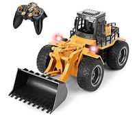 BAKAJI Bulldozer Ruspa Radiocomandata con Luci e Suoni Realistici, Giocattolo per Bambini in Scala 1:18 con Braccio Funzionante, Gioco di Simulazione Fedele Riproduzione, 44.6 x 22.4 x 18 cm