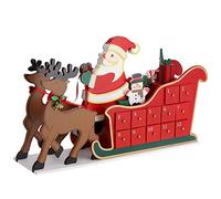 Bakaji Calendario dell' Avvento di Natale In Legno con 24 Cassetti Numerati per Sorpresa Decorazioni Addobbi Natalizi Casa (Slitta Babbo Natale)