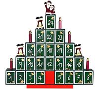 Bakaji Calendario dell' Avvento di Natale In Legno con 24 Cassetti Numerati per Sorpresa Decorazioni Addobbi Natalizi Casa (Albero di Natale)