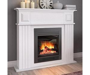 Bakaji Camino Elettrico CHICAGO con Cornice Legno Caminetto 1800W Completo di Mobile, Silenzioso Design Retrò, Stufa a parete da Incasso (Chicago)