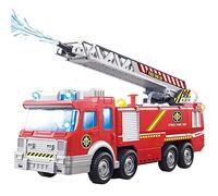 BAKAJI Camion dei Pompieri Giocattolo per Bambini a Batteria con Pompa Spruzza Acqua Braccio Allungabile e Girevole Sirena Luci Suoni e Movimento Mistero Bump e Go Dimensione: 24 x 6 x 9 cm
