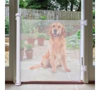 BAKAJI Cancelletto per Animali Domestici con 1 Pulsante, Cancello per Cani e Gatti Pieghevole, Divisorio di Sicurezza Bianco Facile da Installare, Recinzione Richiudibile Salvaspazio, 11x160x86 cm