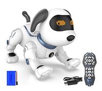BAKAJI Cane Robot Radiocomandato per Bambini con Luci e Suoni, Animale Robot Giocattolo che Abbaia, Scodinzola, Canta, Balla, Cammina e Fa la Guardia, Gioco Interattivo con Radiocomando Idea Regalo