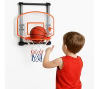 BAKAJI Canestro Basket da Porta per Bambini con Segnapunti Digitale, Giocattolo con Musica e Suoni, Pallone Incluso, Gioco Sportivo per Interni con Anello da Basketball e Rete, 62 x 37 x 60 cm