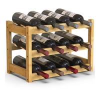 BAKAJI Cantinetta Portavino in Legno Bambù con 12 Scomparti per Vino Champagne, Portabottiglie da Terra, Cantina per Angolo Bar, Salotto, Cucina, Bistrot, Ristorante, 43.5 x 24 x 30 cm (Naturale)