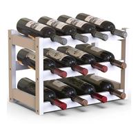BAKAJI Cantinetta Portavino in Legno Bambù con 12 Scomparti per Vino Champagne, Portabottiglie da Terra, Cantina per Angolo Bar, Salotto, Cucina, Bistrot, Ristorante, 43.5 x 24 x 30 cm (Bianco)
