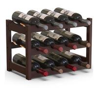 BAKAJI Cantinetta Portavino in Legno Bambù con 12 Scomparti per Vino Champagne, Portabottiglie da Terra, Cantina per Angolo Bar, Salotto, Cucina, Bistrot, Ristorante, 43.5 x 24 x 30 cm (Noce)