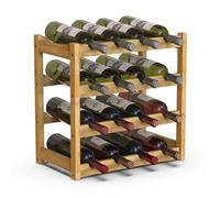 BAKAJI Cantinetta Portavino in Legno Bambù con 16 Scomparti per Vino Champagne, Portabottiglie da Terra, Cantina per Angolo Bar, Salotto, Cucina, Bistrot, Ristorante, 43.5 x 25 x 43 cm (Naturale)