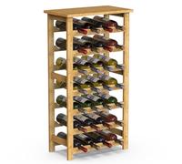 BAKAJI Cantinetta Portavino in Legno Bambù con 28 Scomparti per Vino Champagne, Portabottiglie da Terra, Cantina per Angolo Bar, Salotto, Cucina, Bistrot, Ristorante, 47 x 29 x 93.5 cm (Naturale)