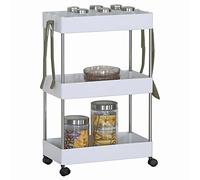 BAKAJI Carrello Carrellino Multiuso Mobile Spazi Stretti Slim Comodo Sottile Salvaspazio Cucina Bagno Ufficio Arredamento Portaoggetti Design Interni 3 Ripiani Bianco (40x23x60 cm)