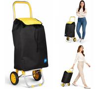 BAKAJI Carrello per la spesa Trolley portatutto POSEIDON con Vano Termico Portaoggetti da 35 Litri, Carrellino Portaspesa Borsa Termica Integrata e Ruote Silenziose in EVA, 36 x 30 x 90 cm (Giallo)