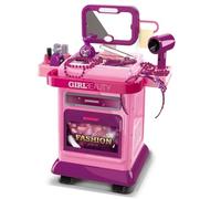 BAKAJI Carrello Postazione Make Up per Bambini con Specchio, Giocattolo per Bambine Toeletta Trucco Mobile con Tantissimi Accessori Beauty Realistici, Gioco Educativo Idea Regalo