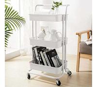 BAKAJI Carrello Trolley Cucina in Metallo con 3 Ripiani in Plastica e 4 Ruote girevoli a 360 Gradi con Freno Trolley Salvaspazio Arredamento Casa Cucina Dimensione 43 x 36 x 85 cm Moderno