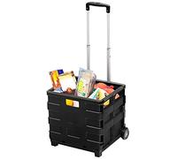 BAKAJI Carrello Trolley Multiuso Pieghevole Richiudibile in Valigetta con 2 Ruote Manico Telescopico Regolabile Portata Massima 25 kg per Spesa e Campeggio Dimensioni 30 x 36 x 38 cm - WS31