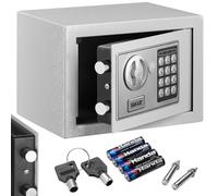 Bakaji Cassaforte a Muro Numerica Digitale 23 x 17 x 17 cm Cassetta di Sicurezza Elettronica da armadio Casa Albergo Hotel Safe + 4 x AA Batterie e Chiavi di Emergenza (Grigio)