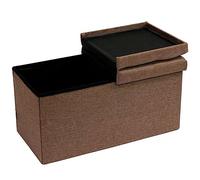 BAKAJI Cassapanca Pouf Contenitore con Rivestimento in Lino, Poggiapiedi con Struttura in Legno, Seduta Imbottita e Comoda, Multiuso, Ideale per Camera da Letto, Ingresso, Design Moderno (Marrone)