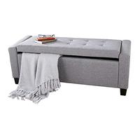 BAKAJI Cassapanca Pouf Contenitore Poggiapiedi per Camera da Letto Panca Sgabello con Struttura in Legno Rivestimento in Tessuto Seduta Apribile Imbottita Dimensioni: 110 x 40 x 40 cm (Grigio chiaro)