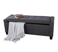 BAKAJI Cassapanca Pouf Contenitore Poggiapiedi per Camera da Letto Panca Sgabello con Struttura in Legno Rivestimento in Tessuto Seduta Apribile Imbottita Dimensioni: 110 x 40 x 40 cm (Grigio scuro)