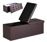 BAKAJI Cassapanca Pouf Contenitore Poggiapiedi per Camera da Letto Panca Sgabello Struttura Pieghevole Rivestimento in Eco Pelle Seduta Rimovibile Imbottita Dimensione 115 x 38 x 40 cm (Marrone)