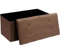 BAKAJI Cassapanca Pouf Contenitore Poggiapiedi per Camera da Letto Panca Sgabello Struttura Pieghevole Rivestimento in Tessuto Seduta Rimovibile Imbottita Dimensione 38 x 76 cm (Marrone)