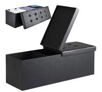 BAKAJI Cassapanca Pouf Contenitore Poggiapiedi per Camera da Letto Panca Sgabello Struttura Pieghevole Rivestimento in Eco Pelle Seduta Rimovibile Imbottita Dimensione 115 x 38 x 40 cm (Nero)