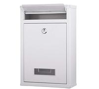 Bakaji Cassetta Postale da Parete in Acciaio Inox Buca Lettere per Posta da Esterno con Chiusura a Chiave (Bianco)