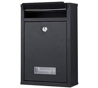 Bakaji Cassetta Postale da Parete in Acciaio Inox Buca Lettere per Posta da Esterno con Chiusura a Chiave (Nero)