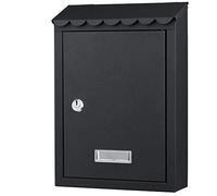 Bakaji Cassetta Postale da Parete in Acciaio Inox Buca Lettere per Posta da Esterno con Chiusura a Chiave (Nero)
