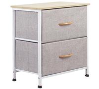 BAKAJI Cassettiera Comodino 2 Cassetti Ripiani Comò Mobile Mobiletto Resistente Tessuto Multicolor Robusto Multiuso Armadio Armadietto Arredamento Salvaspazio Dimensioni 52x46x30cm (Grigio Chiaro)