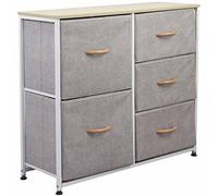 BAKAJI Cassettiera Comodino 5 Cassetti Ripiani Mobile Mobiletto Casa Resistente Tessuto Versatile Multicolor Robusto Armadio Armadietto Arredamento Salvaspazio Dimensioni 71,5x80x29cm (Grigio Chiaro)