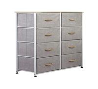 BAKAJI Cassettiera Comodino 8 Cassetti Ripiani Capiente Comodo Vasto Versatile Casa Mobile Mobiletto Resistente Tessuto Multicolor Robusto Arredamento Salvaspazio Dimensioni 96x81x30cm (Grigio Chiaro)